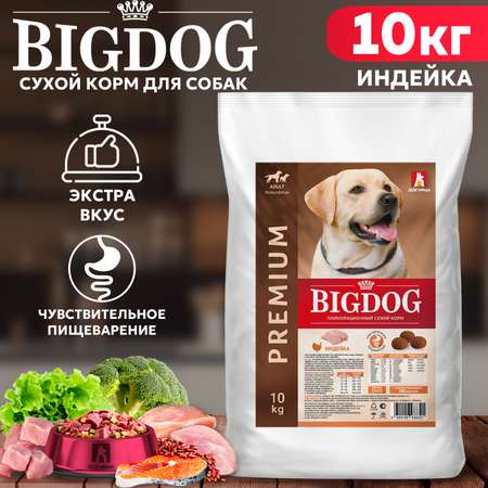 Корм сухой Зоогурман полнорационный для взрослых собак средних и крупных пород Big dog Индейка 10 кг
