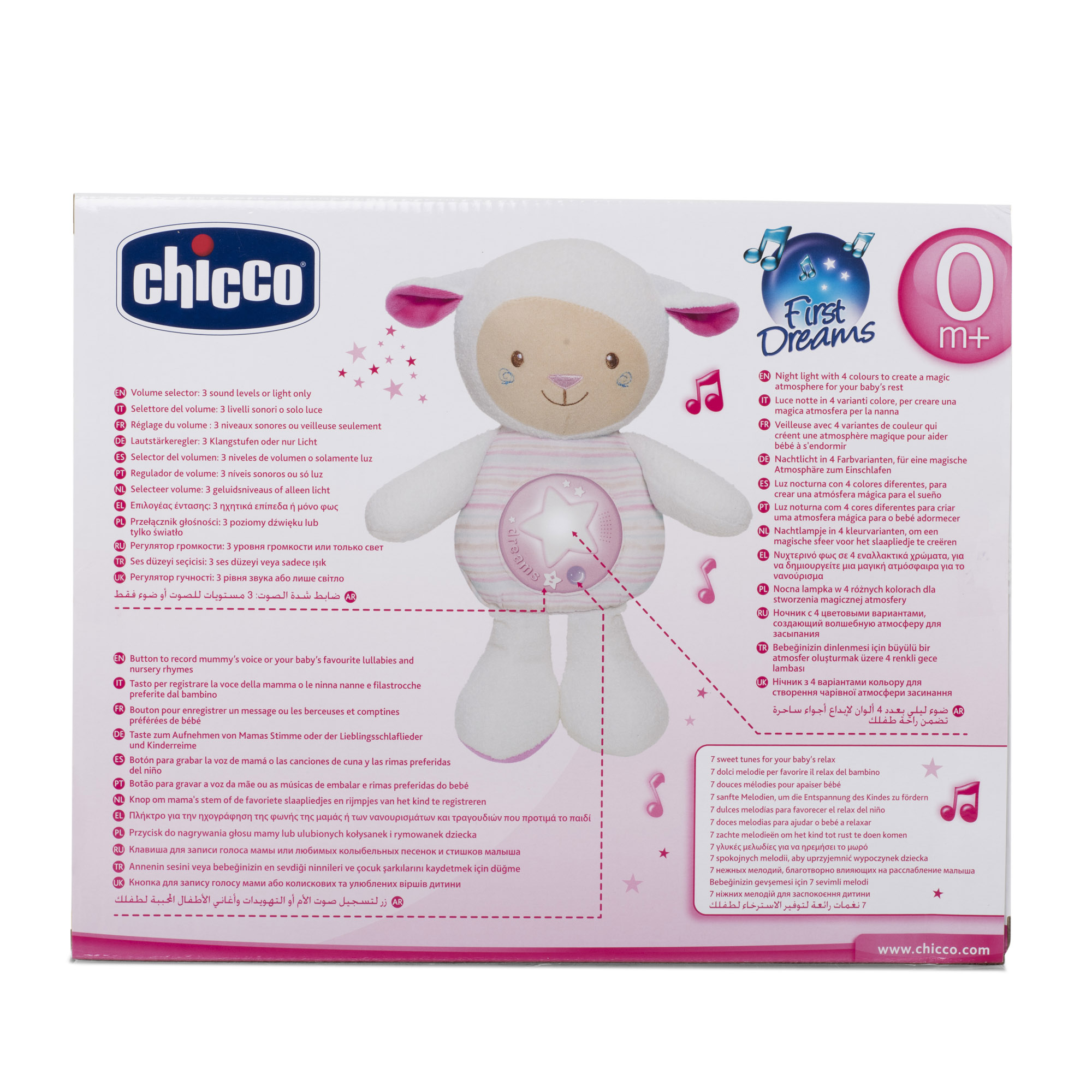 Игрушка CHICCO Мягкая музыкальная с проектором Овечка розовая - фото 7