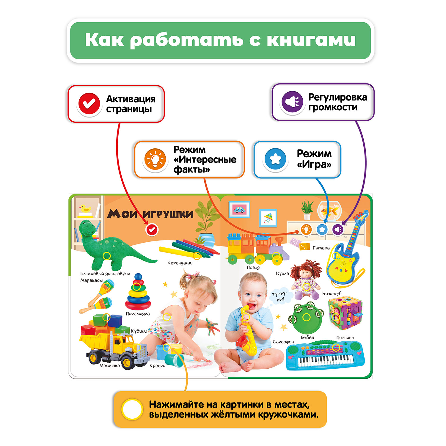 Комплект говорящих книжек BertToys Нажималки: Я и Мир Вокруг + Транспорт - фото 6