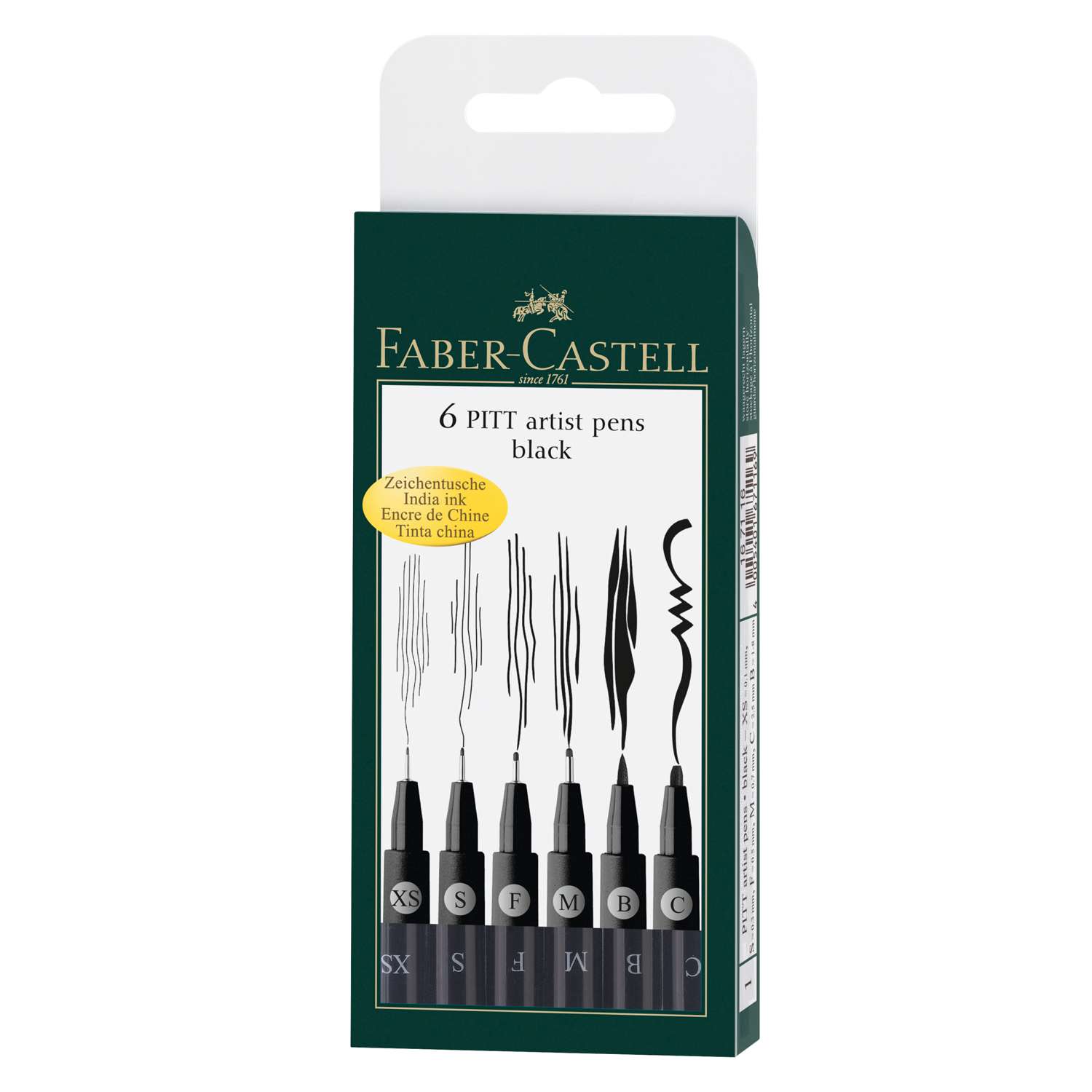 Набор капиллярных ручек Faber Castle Pitt Artist Pen черные 6шт - фото 1
