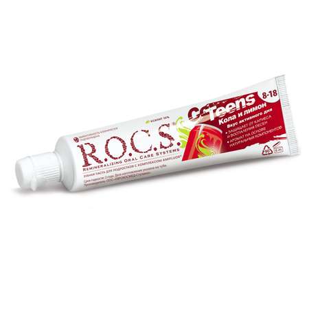 Зубная паста ROCS Вкус активного дня Кола и лимон 74г 8-18лет