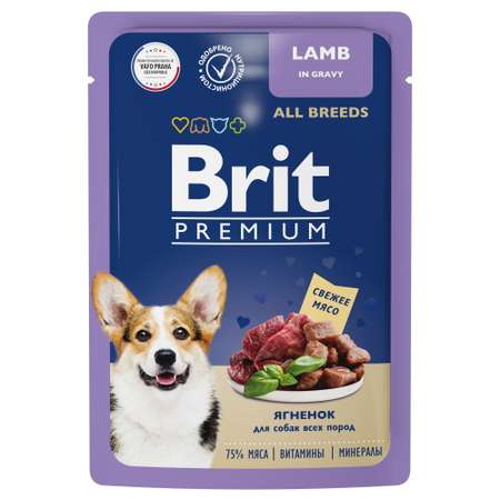 Корм для собак Brit 85г Premium Dog всех пород ягненок в соусе