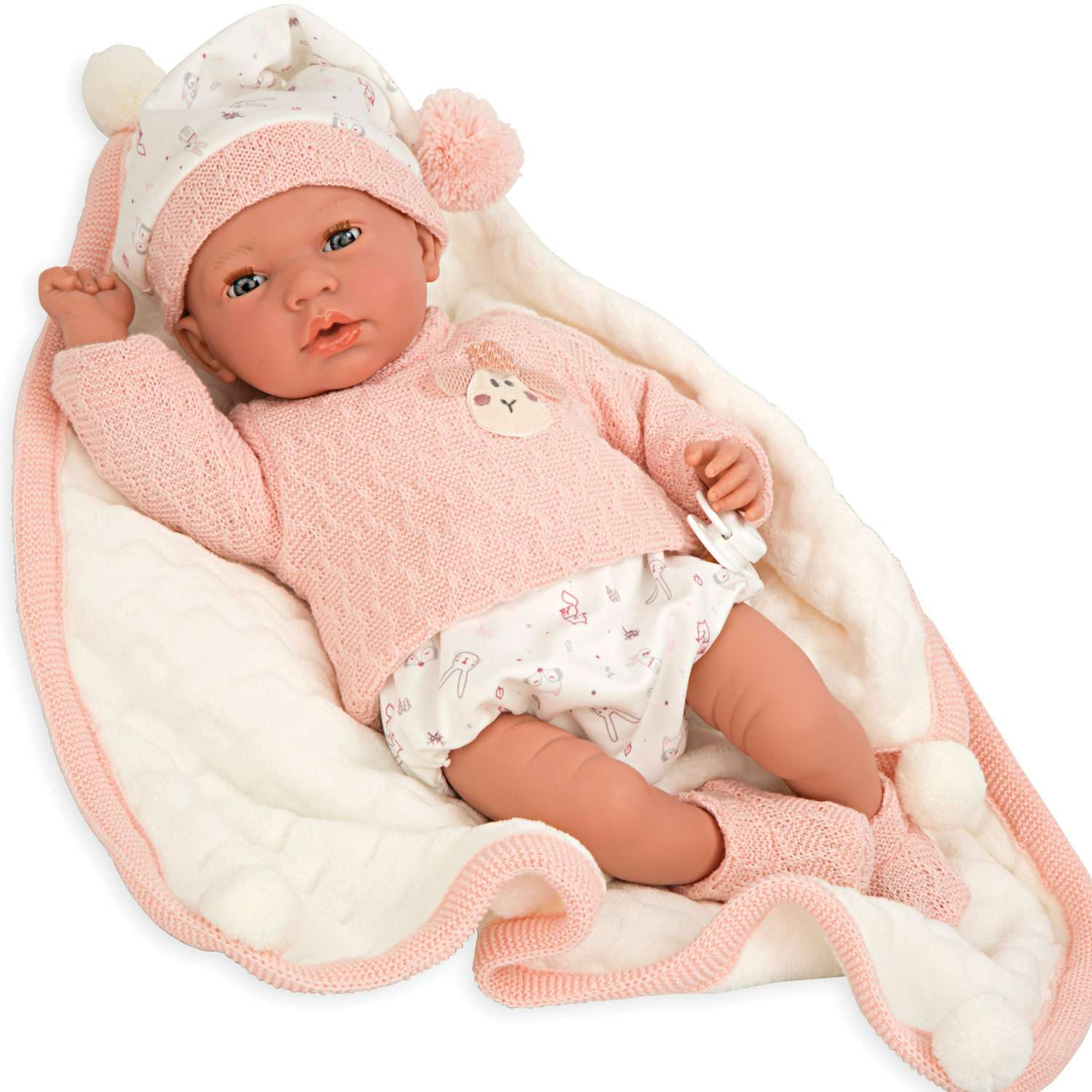 Кукла пупс Arias elegance Andie реборн мягкое тело с соской и розовым одеялом 40 cм Т24481 - фото 2