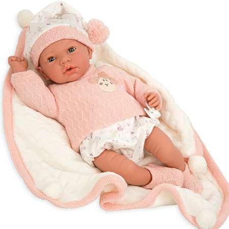 Кукла пупс Arias elegance Andie реборн мягкое тело с соской и розовым одеялом 40 cм