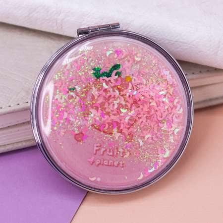 Зеркало карманное iLikeGift Fuit peach pink с увеличением