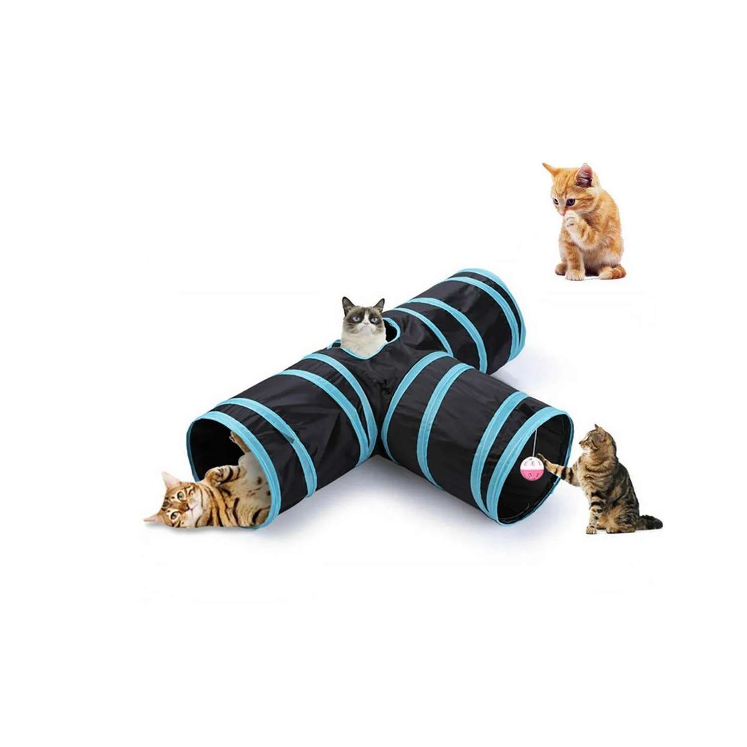 Туннель для кошек ZDK ZooWell Т-образный с игрушкой-шариком 80см - фото 4
