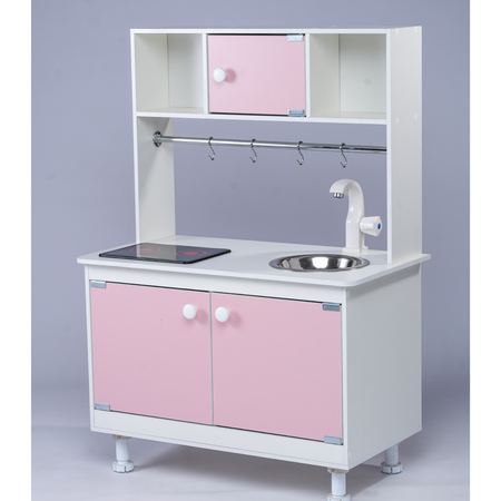 Детская кухня Sitstep рейлинг и интерактивная плита. Розовые фасады