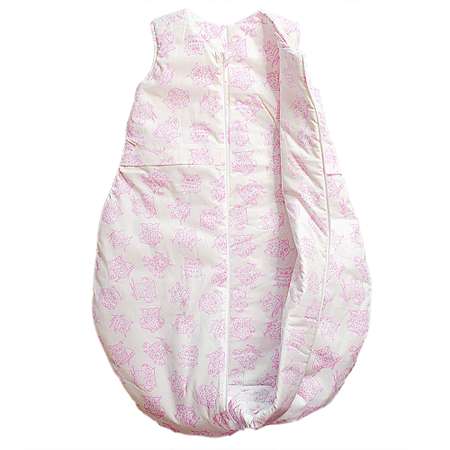 Одеяло-спальный мешок розовый Засыпашки Утепленный Совы 80 см хлопок 100%
