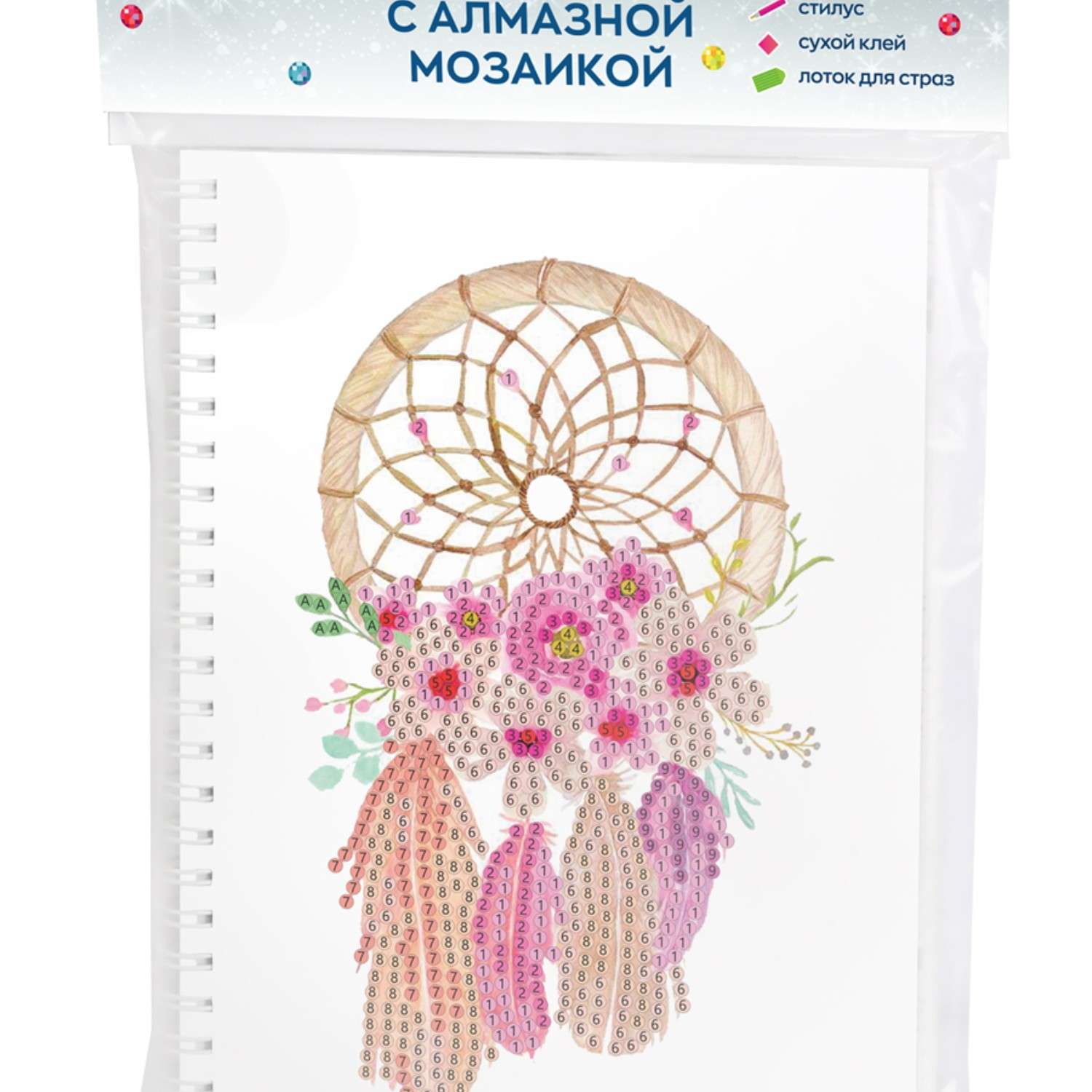 Алмазная мозаика Color Kit тетрадь со стразами Ловец снов клетка 48 листов - фото 2