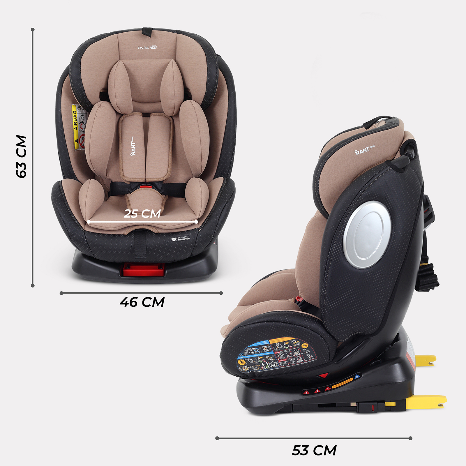 Автокресло Rant Basic Twist pro isofix (Beige) группа 0+-1-2-3 (0-36 кг) - фото 7