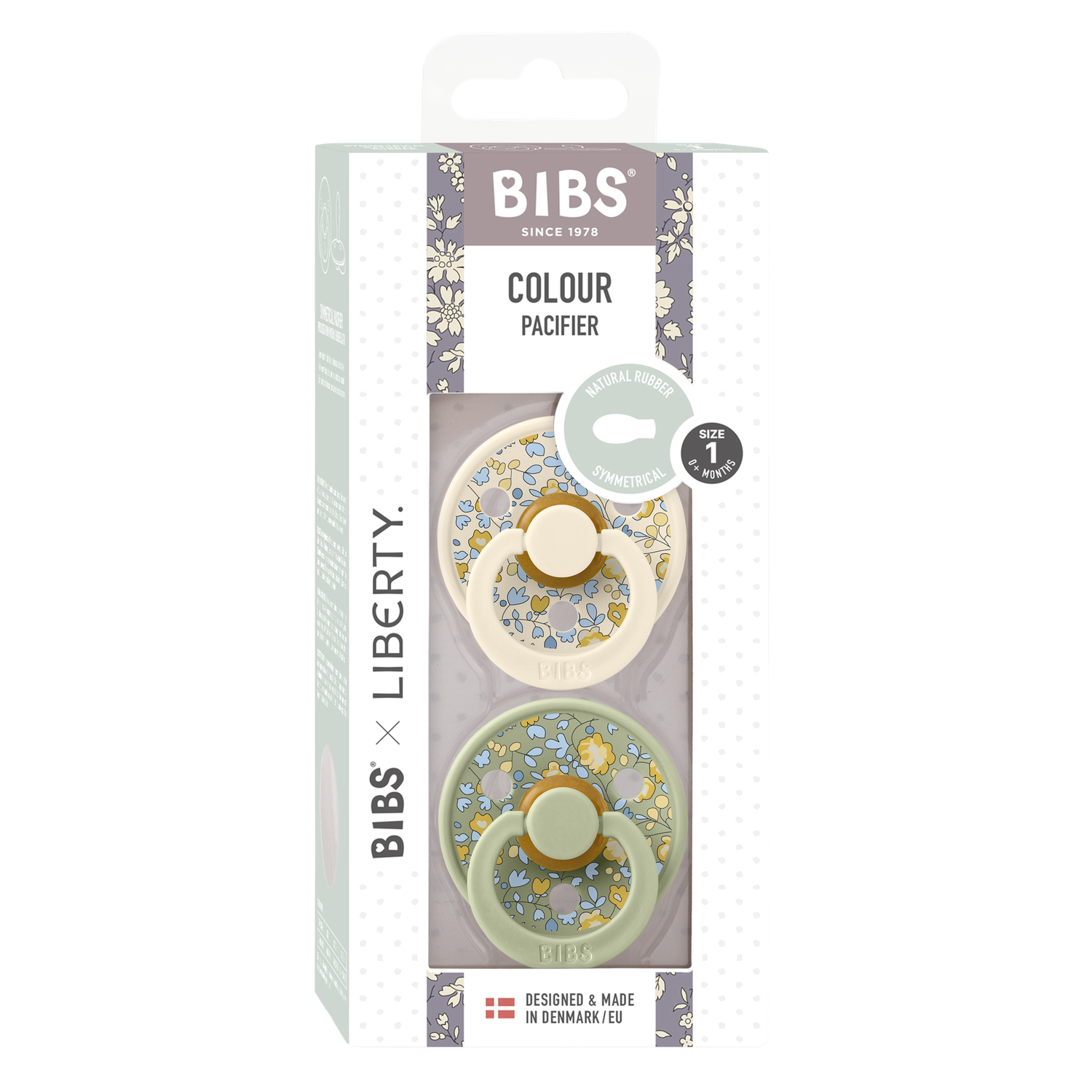 Набор 2 шт. Соска-пустышка BIBS Liberty Colour Symmetrical Eloise Ivory/Sage 0+ месяцев - фото 2