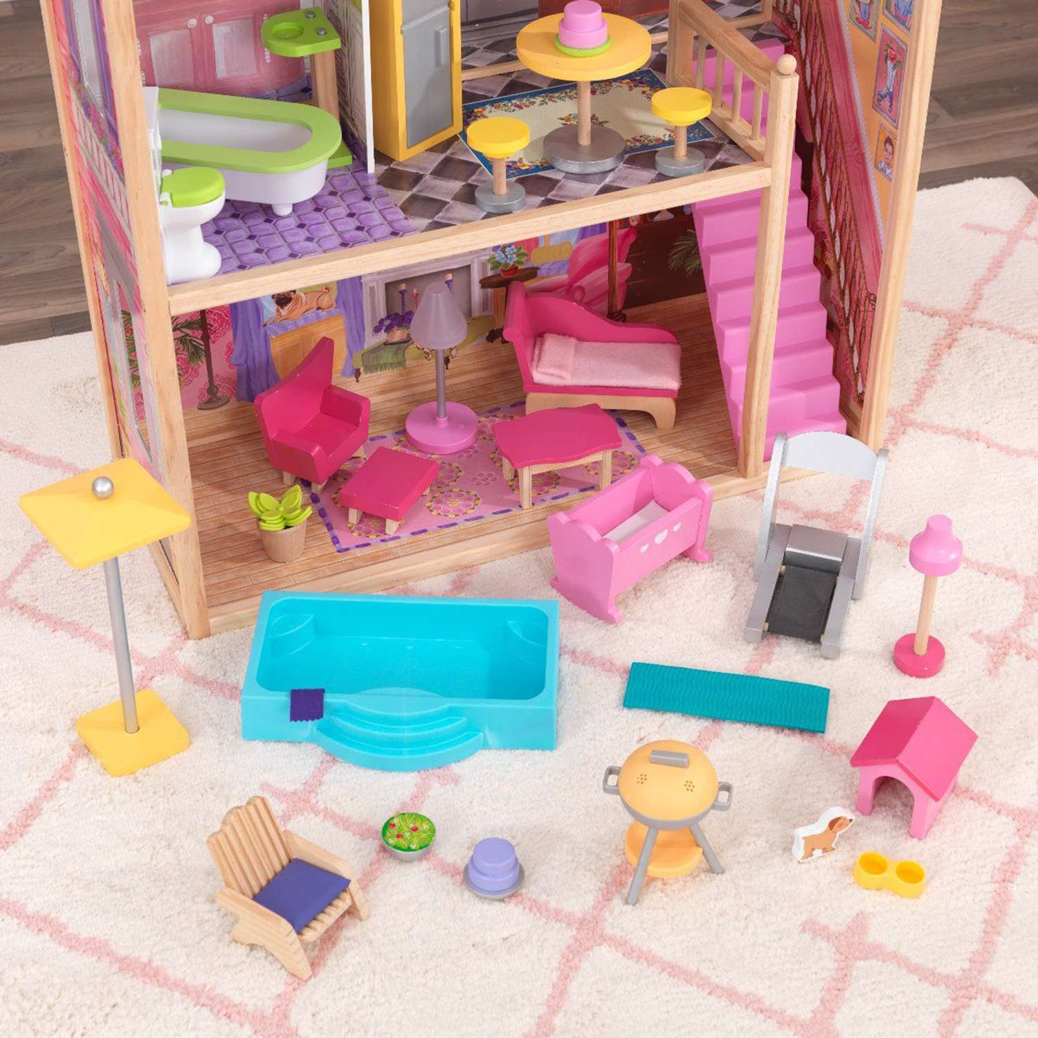 Кукольный домик KidKraft Патио и бассейн с мебелью 32 предмета звук 20040_KE - фото 7