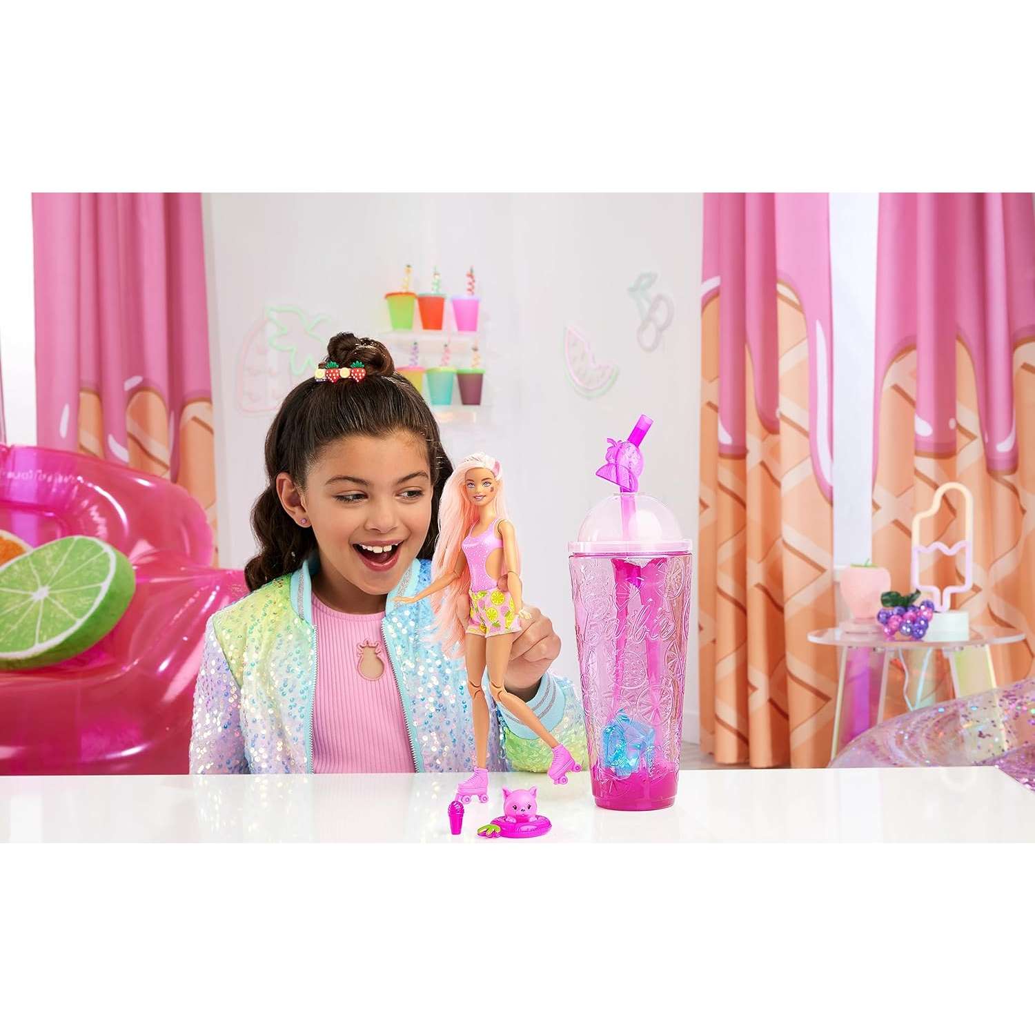 Кукла Barbie Сочные фрукты Эрдбирлимонад в непрозрачной упаковке (Сюрприз) HNW41 HNW41 - фото 6