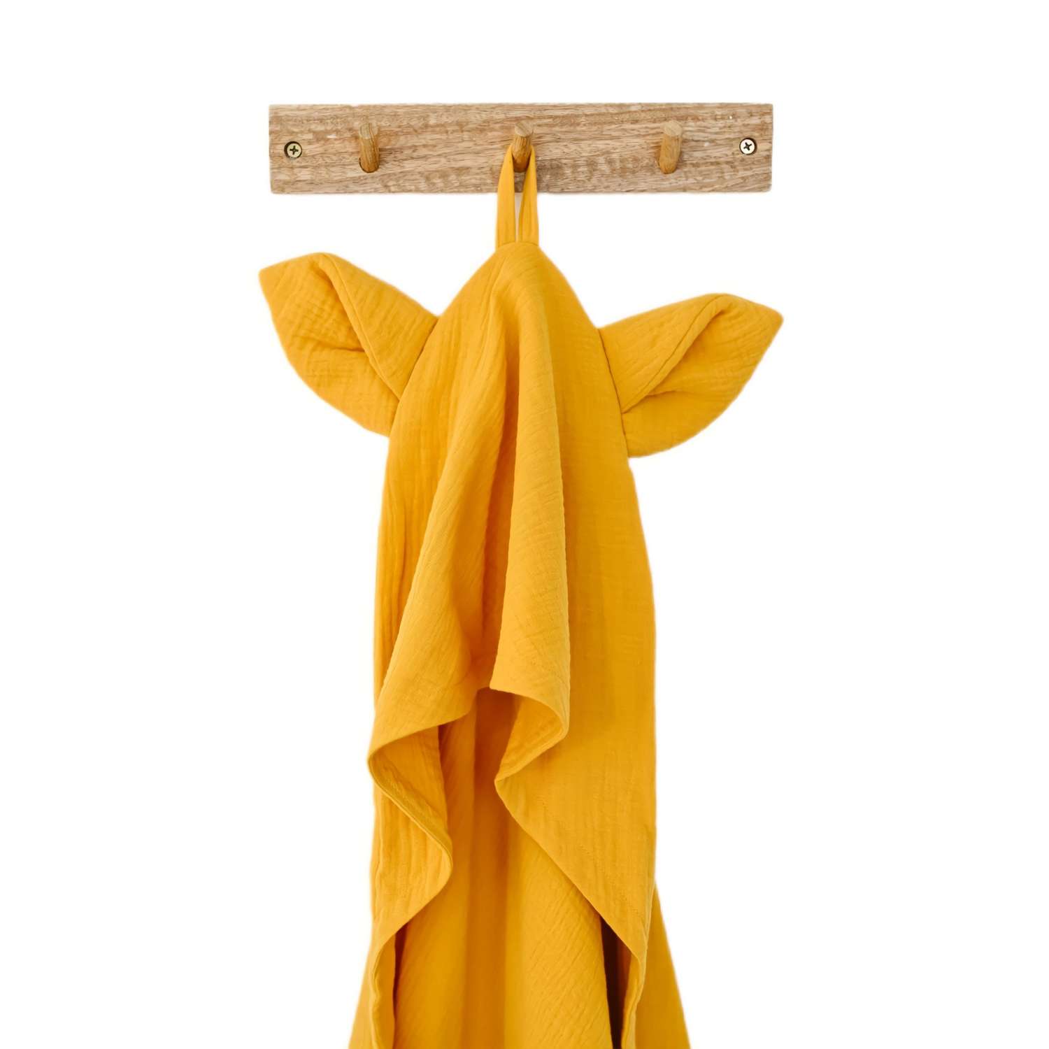 Муслиновое полотенце EcoMuslin с капюшоном горчица лиса 110х110 см - фото 6