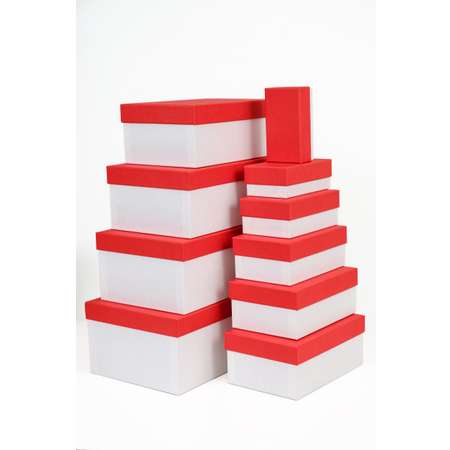 Набор подарочных коробок Cartonnage 10 в 1 Радуга красный белый