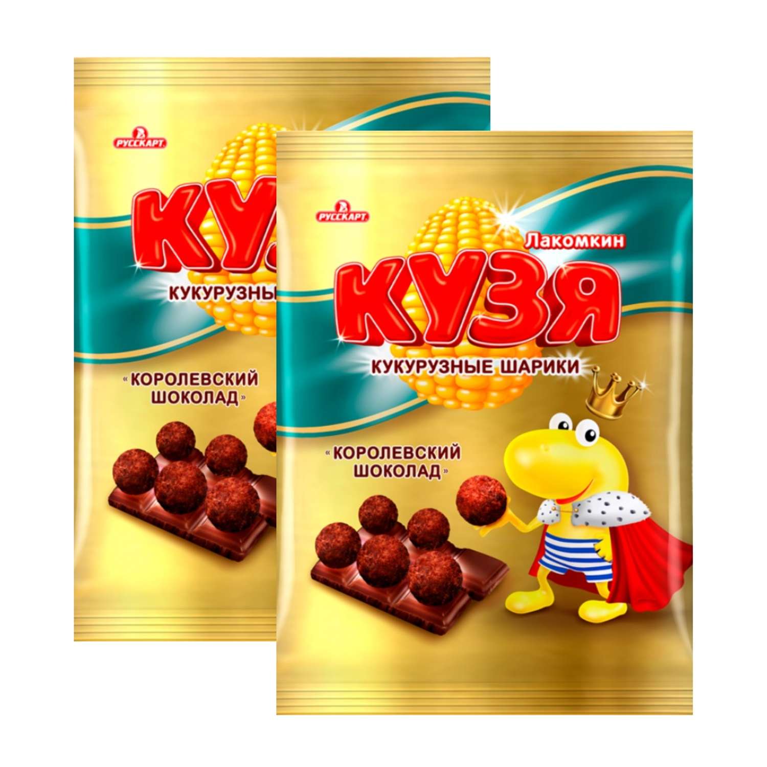 Кукурузные шарики Русскарт Кузя лакомкин Королевский шоколад 2 шт по 100г - фото 1