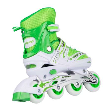 Роликовые коньки BABY STYLE зеленые раздвижные размер с 36 по 39L светящиеся колеса
