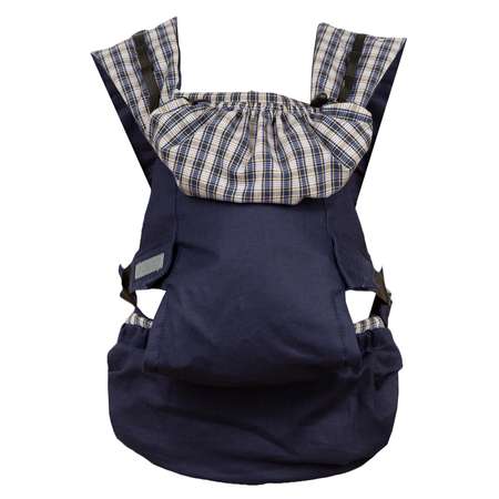 Слинг-рюкзак Чудо-чадо переноска для детей Бебимобиль Позитив темно-синий/клетка