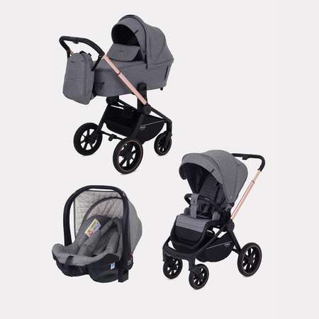 Коляска детская универсальная MOWbaby ZOOMPU (3в1) RA087 Gold Grey