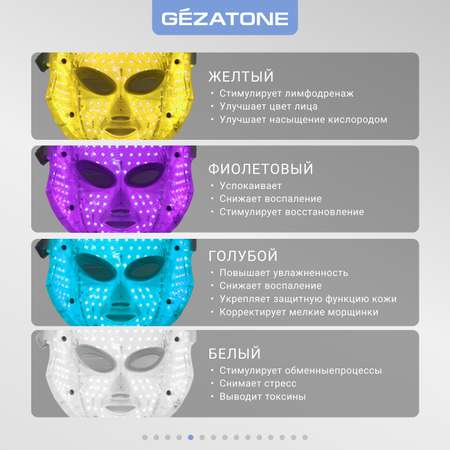 Светодиодная маска Gezatone для омоложения кожи лица m1090