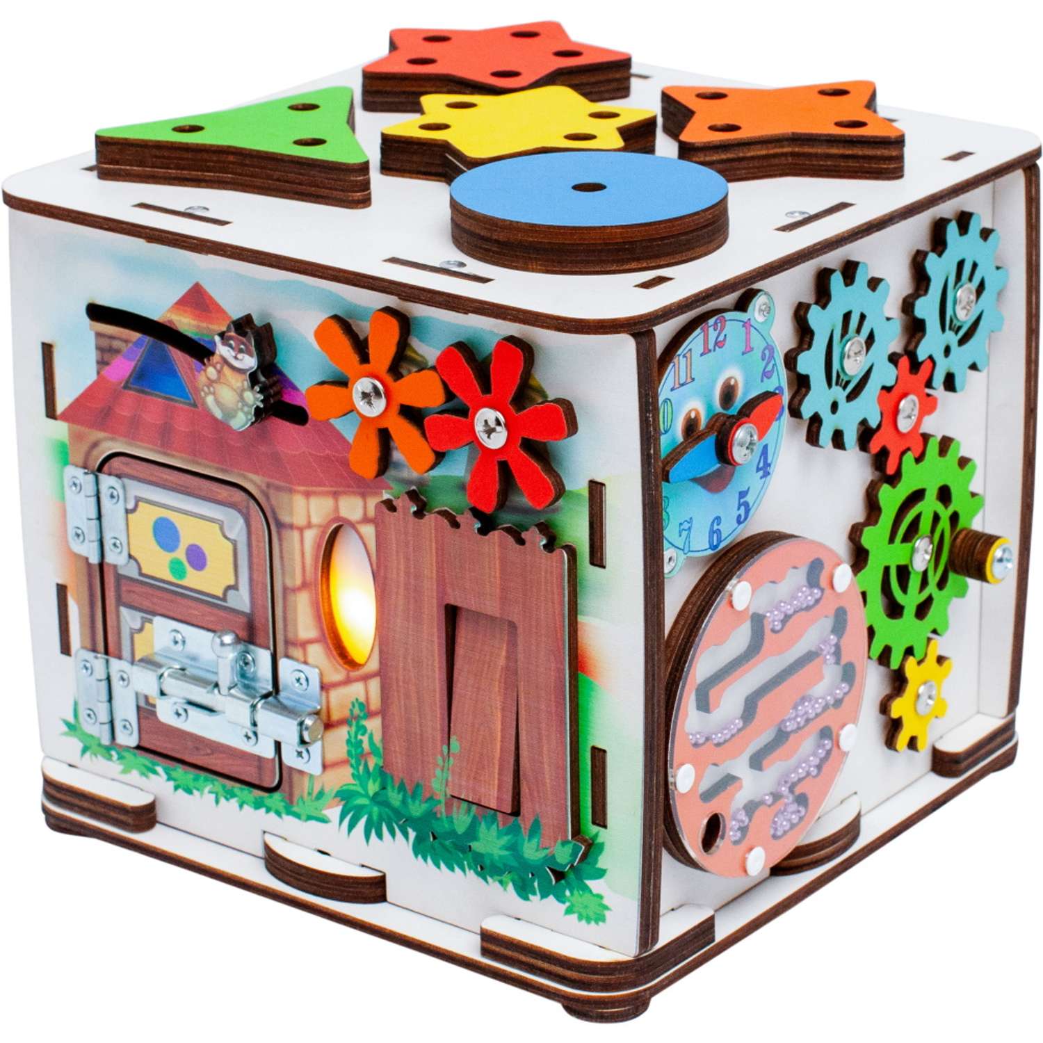 Бизиборд Jolly Kids Развивающий кубик со светом - фото 1