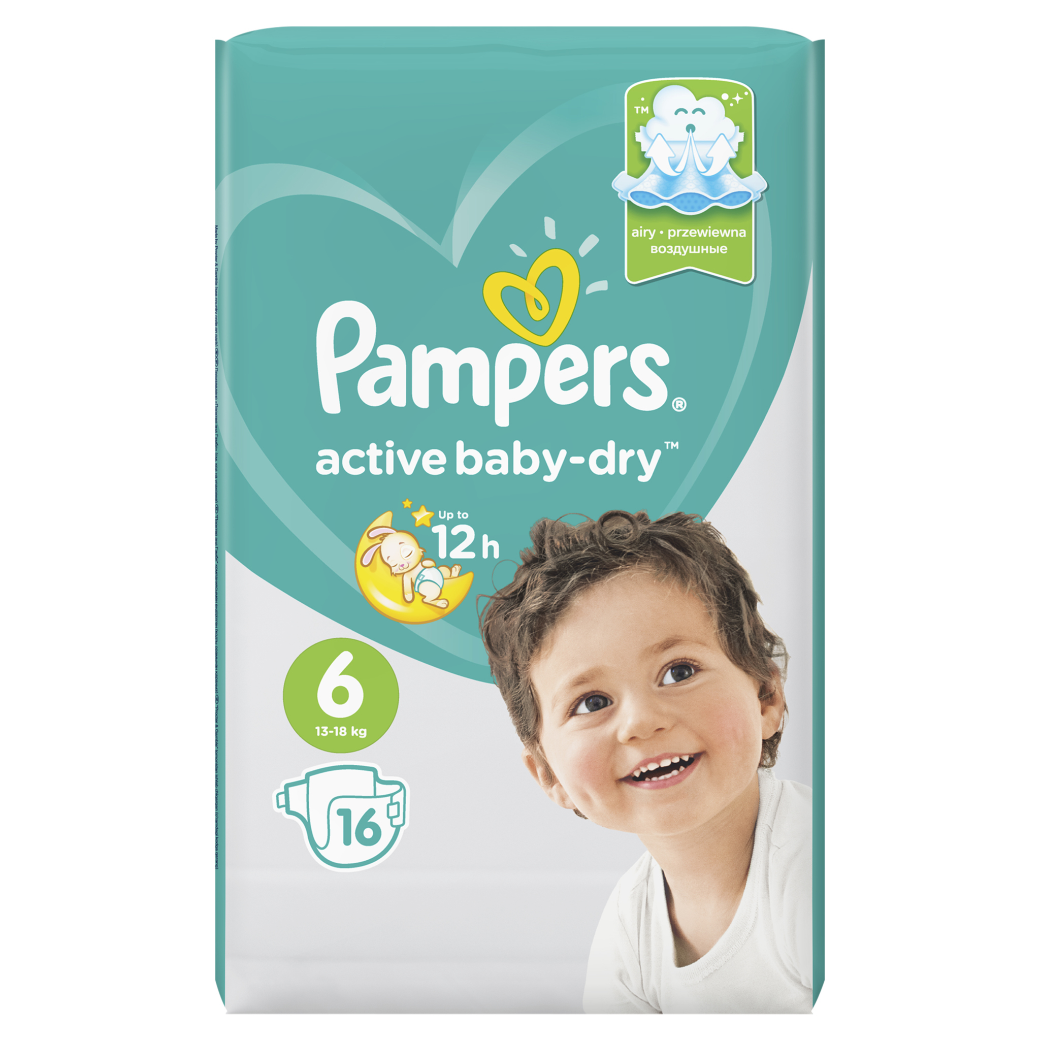 Подгузники Pampers Active Baby-Dry 6 13-18кг 16шт купить по цене 267 ₽ в  интернет-магазине Детский мир