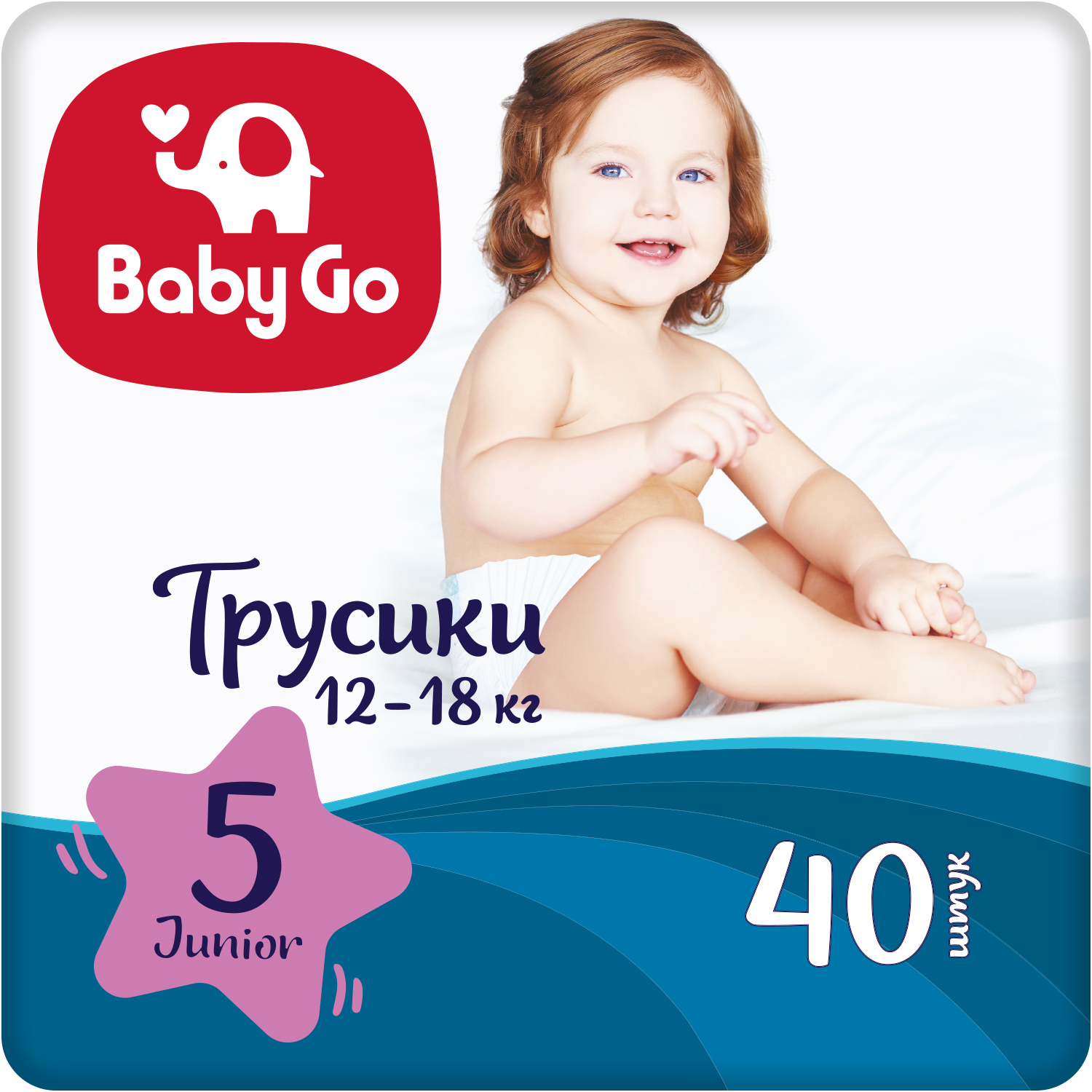 Подгузники-трусики BabyGo Junior 12-18кг 40шт 270680