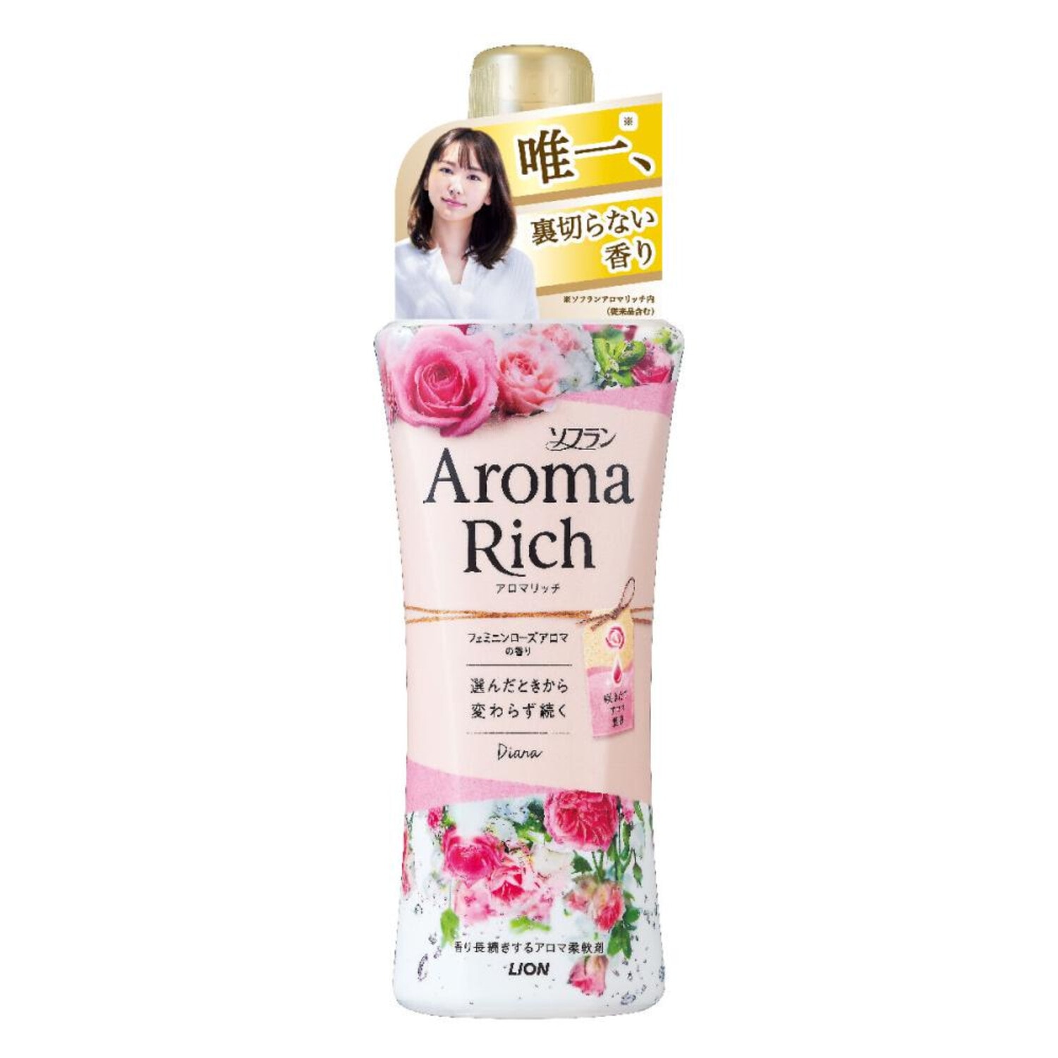 Кондиционер для белья Lion Aroma Rich Diana Роза Персик Ваниль 520 мл - фото 1