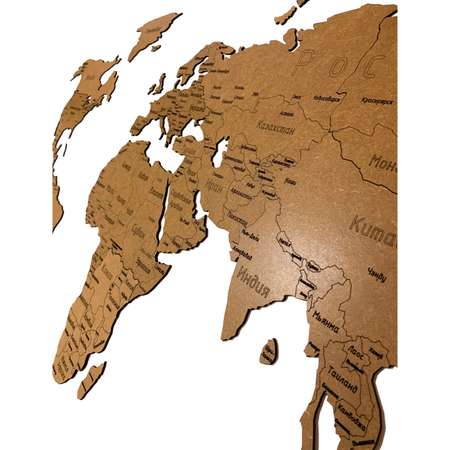 Карта мира настенная Afi Design с гравировкой 150х80 см Countries Rus коричневая