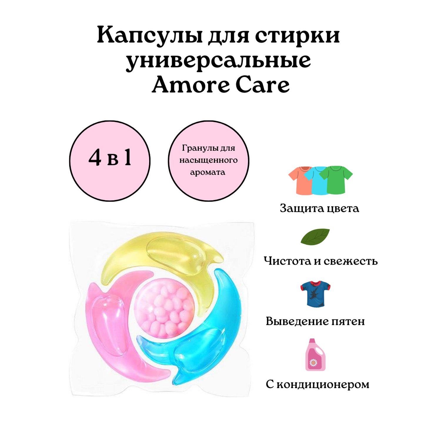 Капсулы для стирки Amore Care Home Универсальные 22шт 220г - фото 12