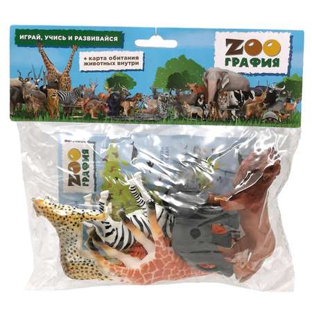 Игровой набор S+S Животные с картой обитания 6 шт Zooграфия