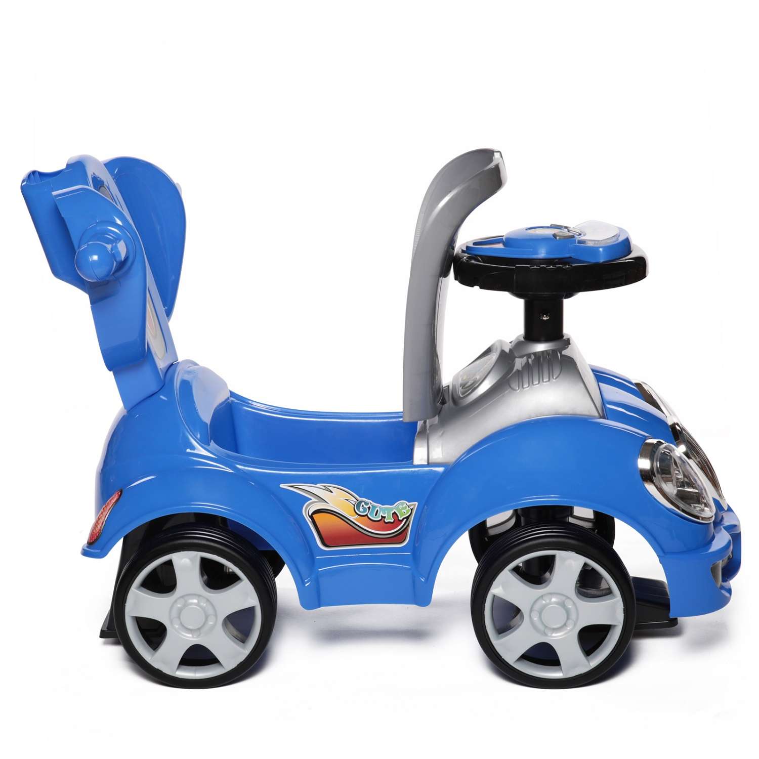 Каталка BabyCare Cute Car  резиновые колёса синий - фото 4