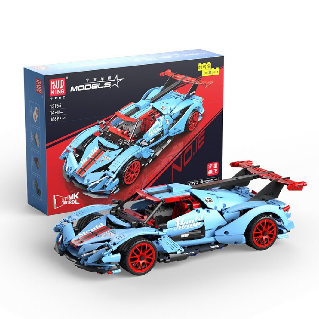 Конструктор Mould King 13156 синий Технический MOC Apollo IE Super Racing Car 1669 деталей - фото 13