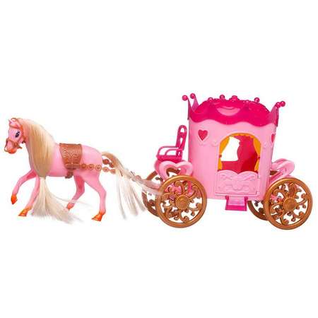 Игровой набор ABTOYS Карета с розовой лошадкой и куколкой