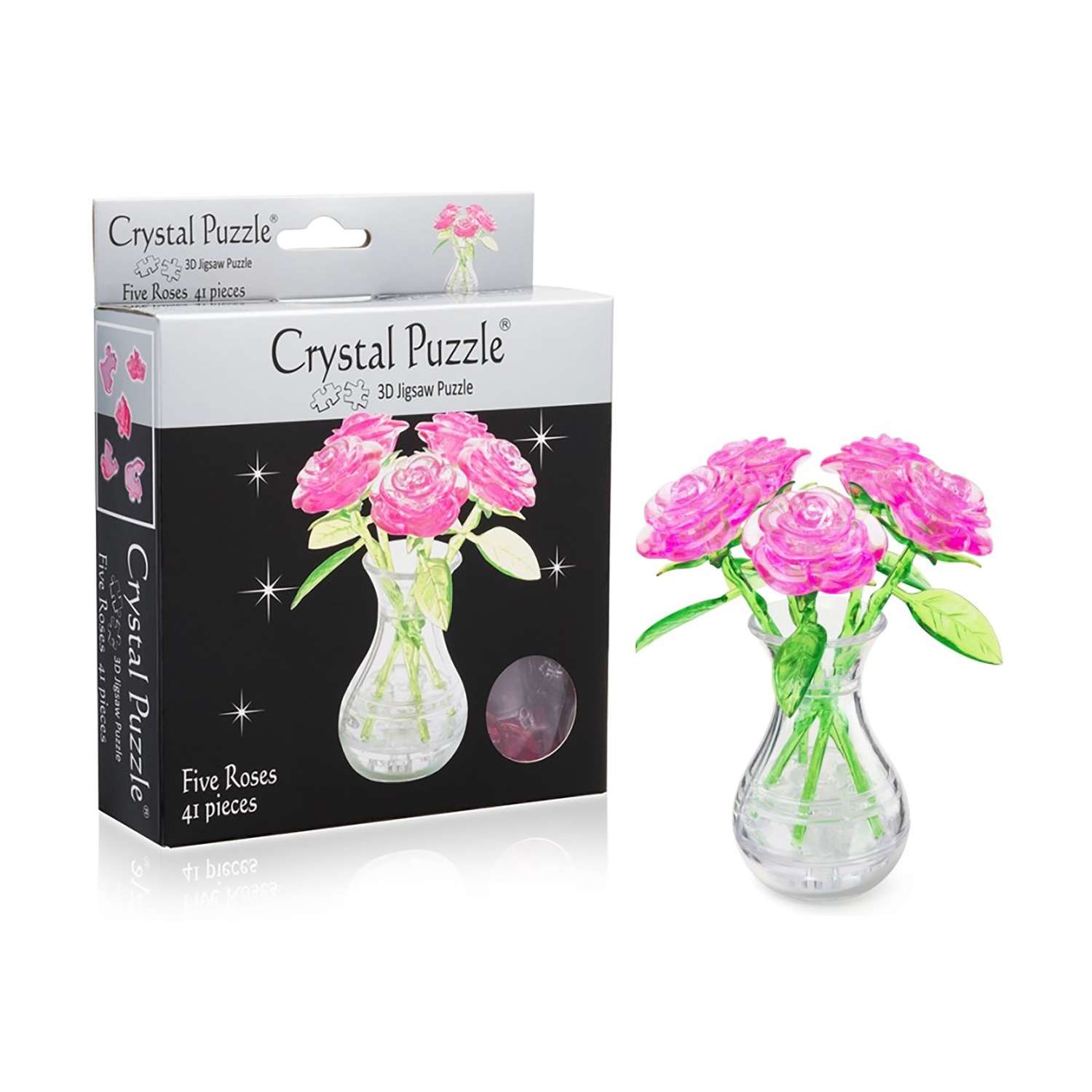 3D-пазл Crystal Puzzle IQ игра для девочек кристальный Букет в вазе розовый 41 деталь - фото 5