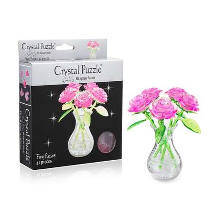 3D-пазл Crystal Puzzle IQ игра для девочек кристальный Букет в вазе розовый 41 деталь