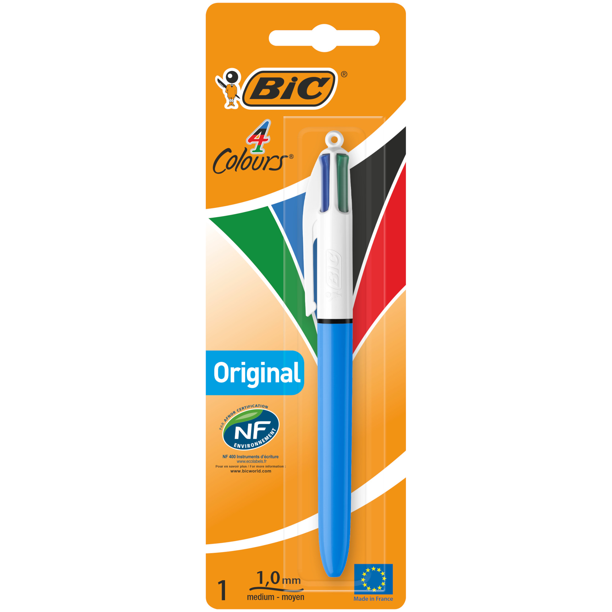 Ручка шариковая автоматическая. BIC. 4Colors Original. 4 цвета. 1,0мм