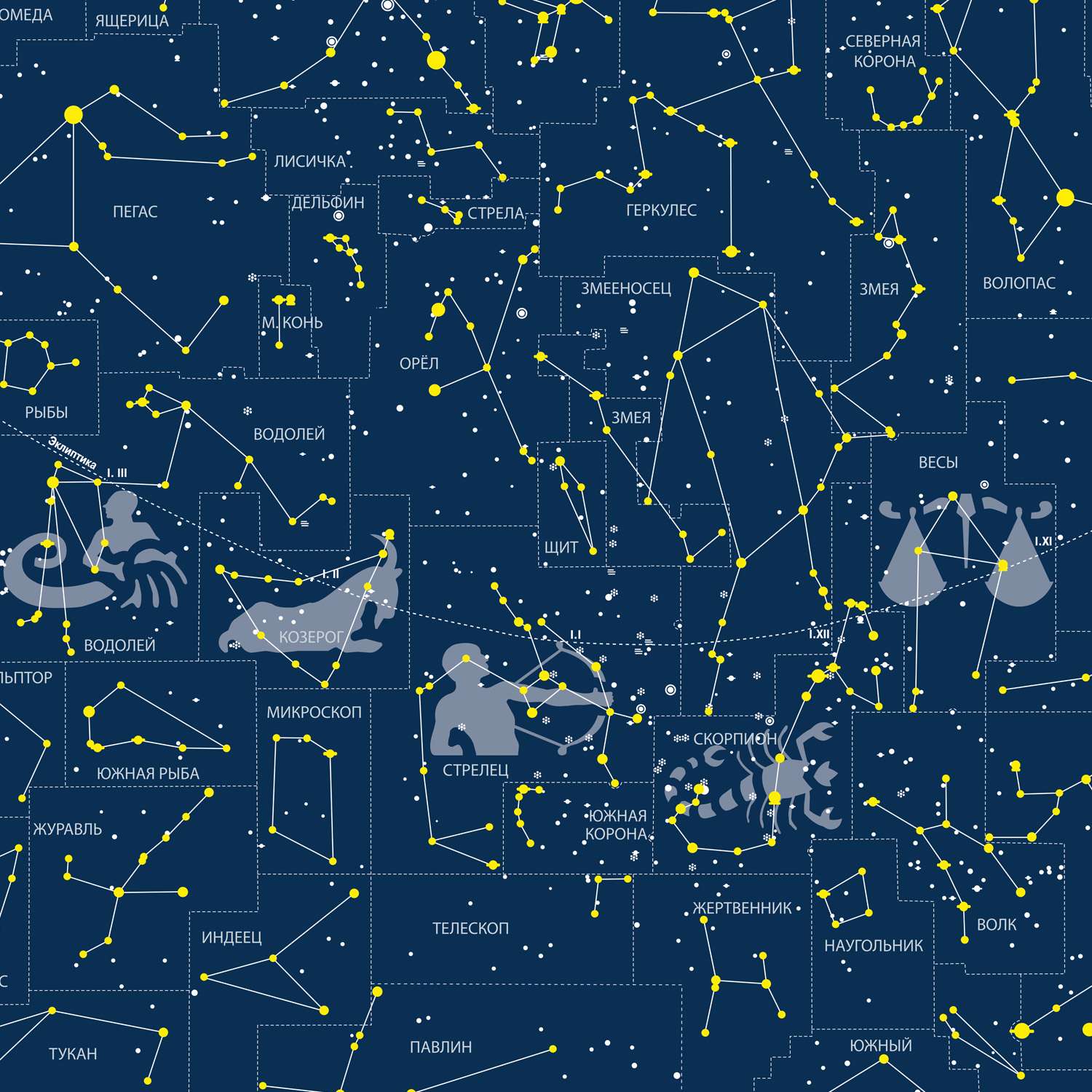 Карта РУЗ Ко звездного неба. Светящаяся в темноте - фото 4