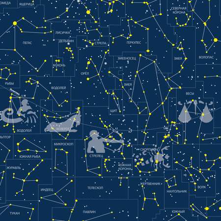 Карта РУЗ Ко звездного неба. Светящаяся в темноте