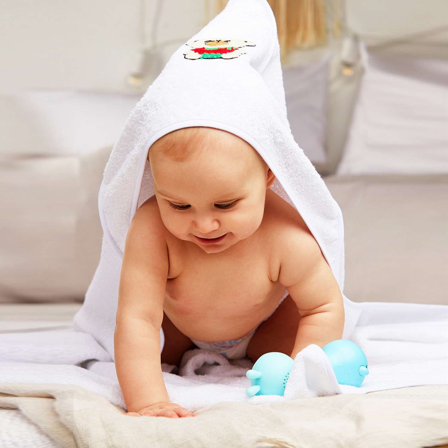 Комплект для купания Forsalon Махровый полотенце и варежка цвет белый - фото 4