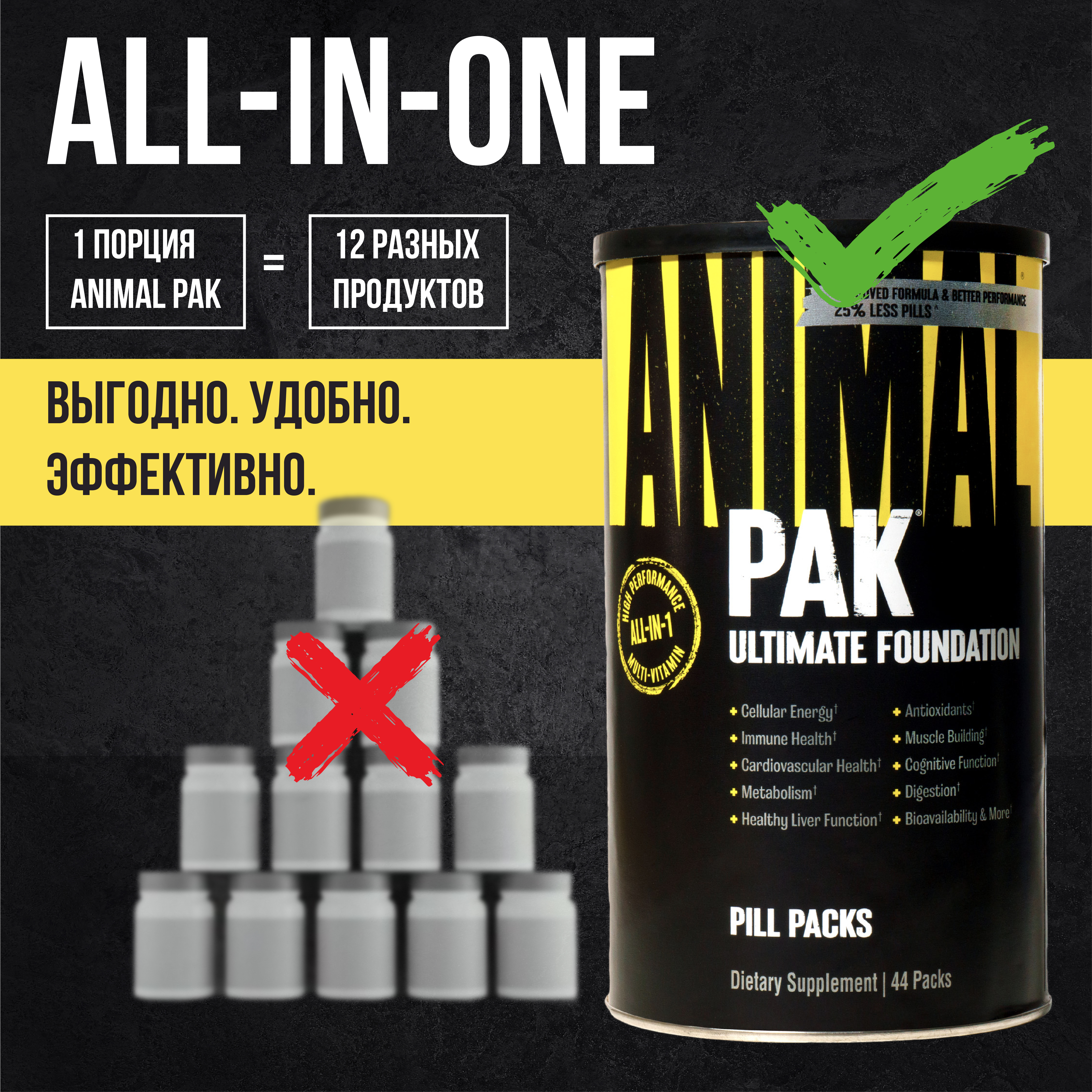 Комплекс витаминов и минералов Animal Pak 44 пакета по 8 таблеток - фото 9