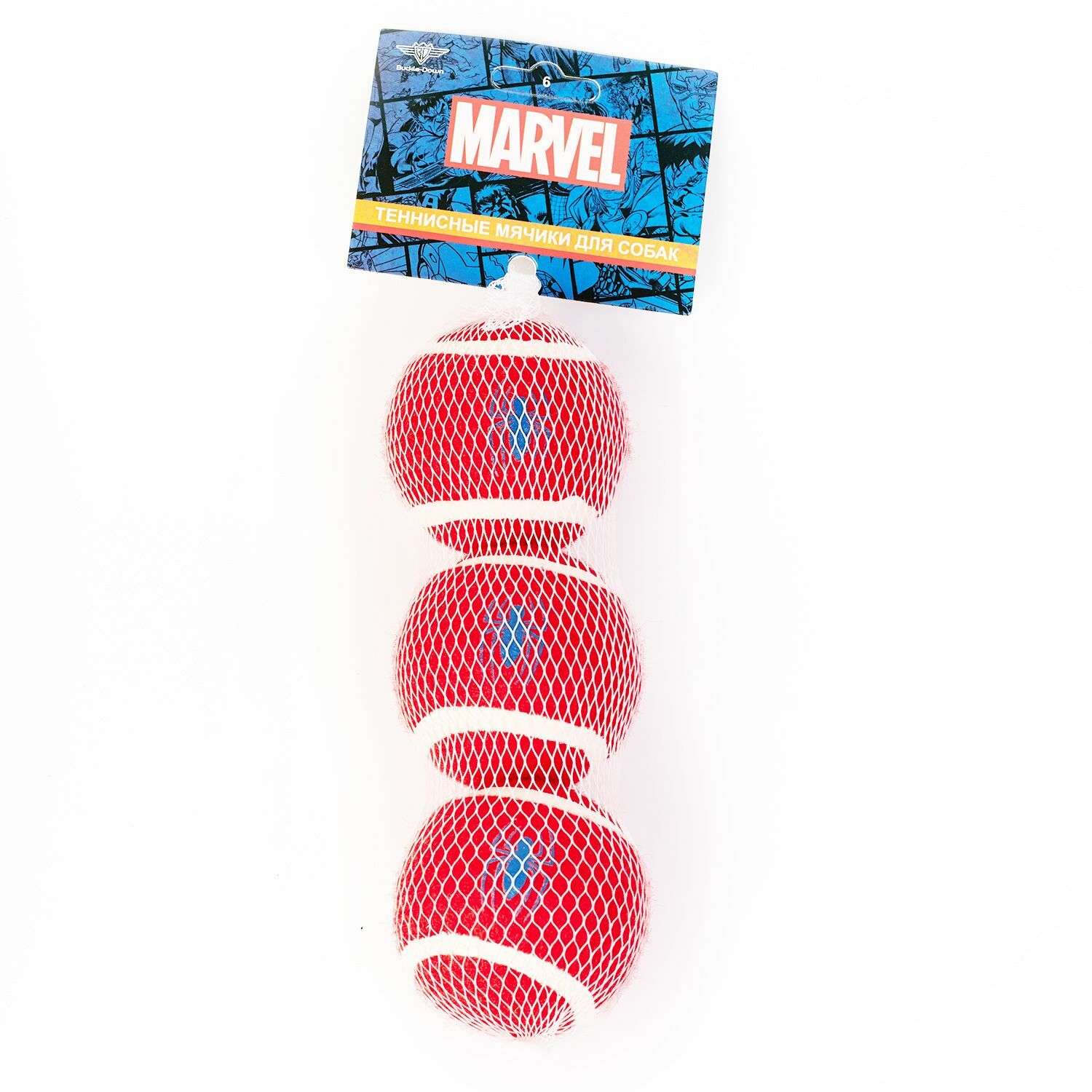 Игрушка для собак Buckle-Down Теннисный мячик Человек-паук Красный - фото 2