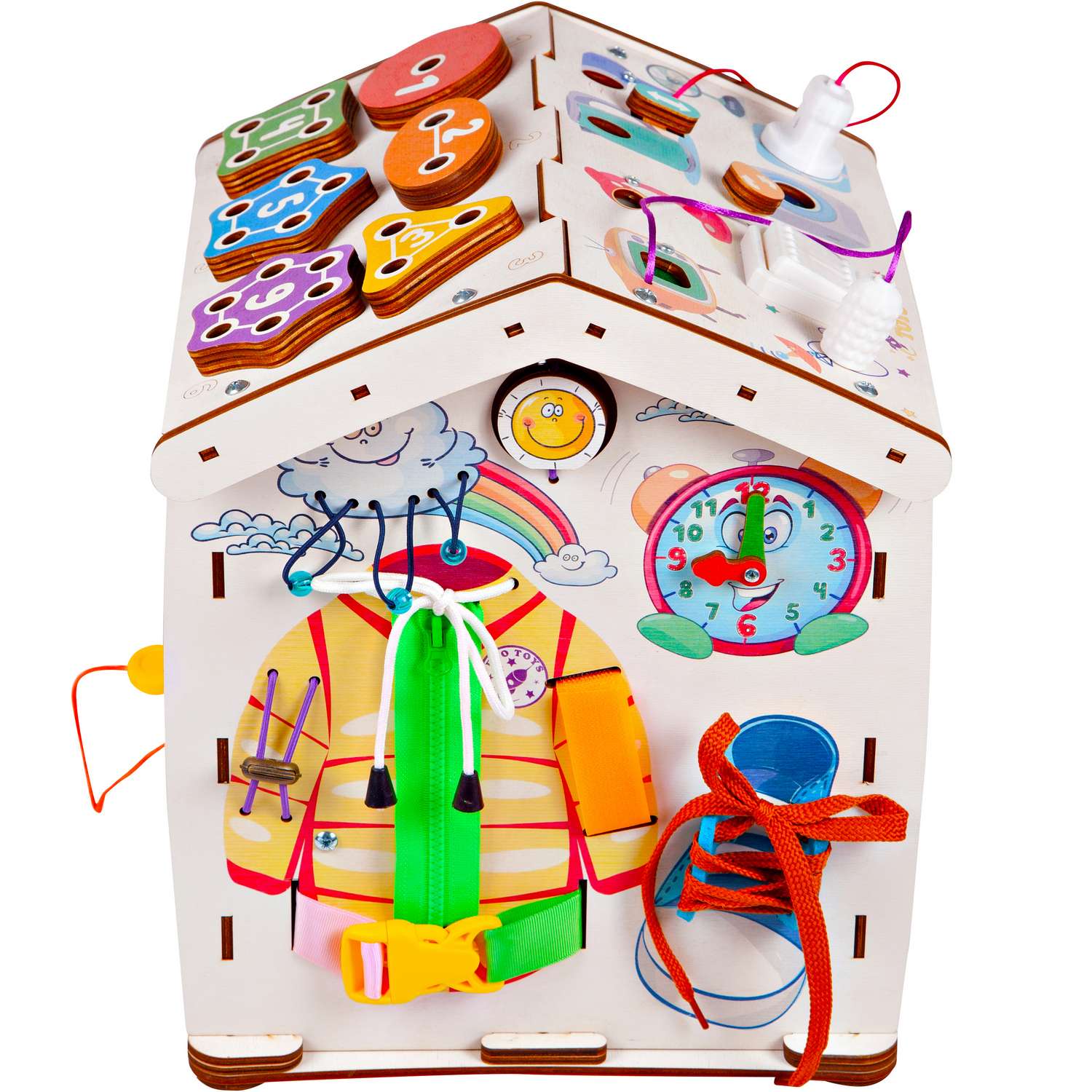 Бизиборд домик развивающий Evotoys Радуга вертикальная со светом - фото 17