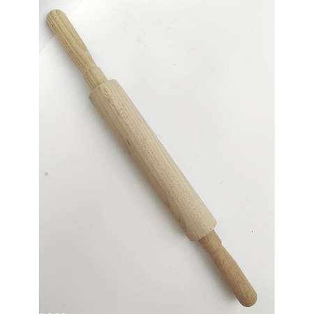 Скалка деревянная Хозяюшка из массива бука с вращающимися ручками 425 мм D-43 мм