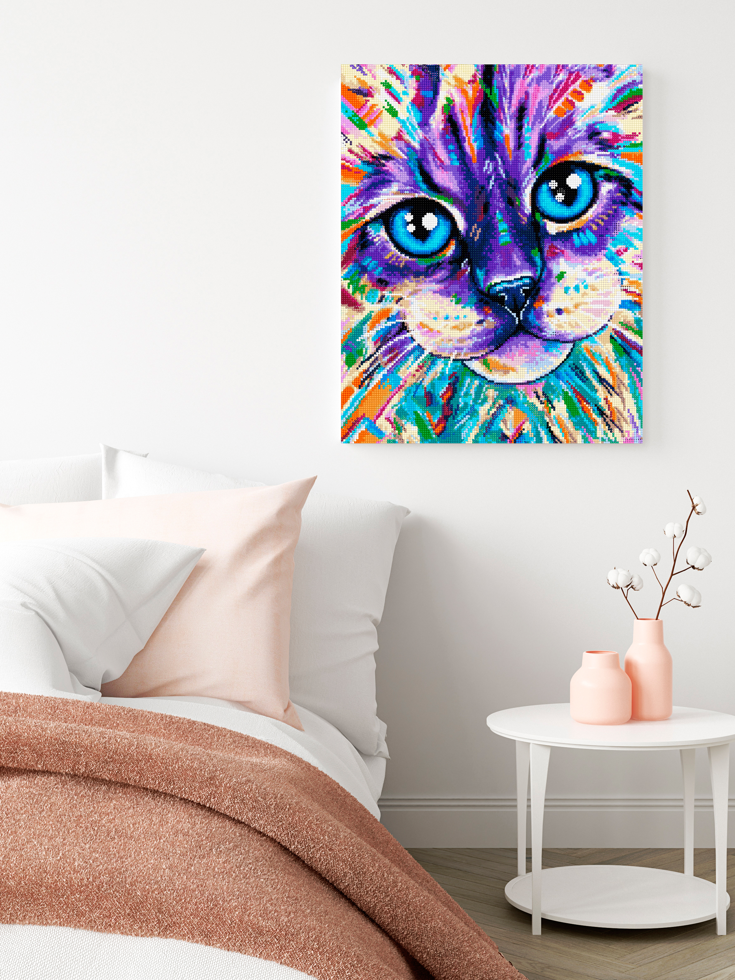 Алмазная мозаика Art sensation Цветной кот холст на подрамнике 40*50 см - фото 3