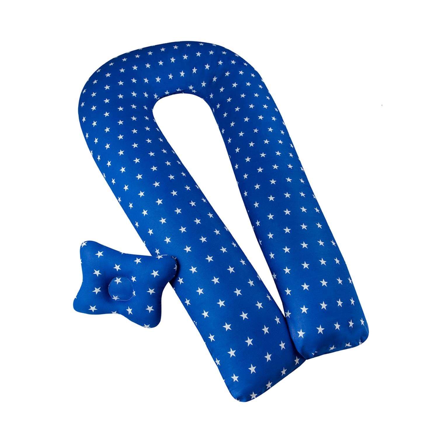 Подушка для беременных BIO-TEXTILES U Комфорт звездочки синие в комплекте с подарком - фото 1