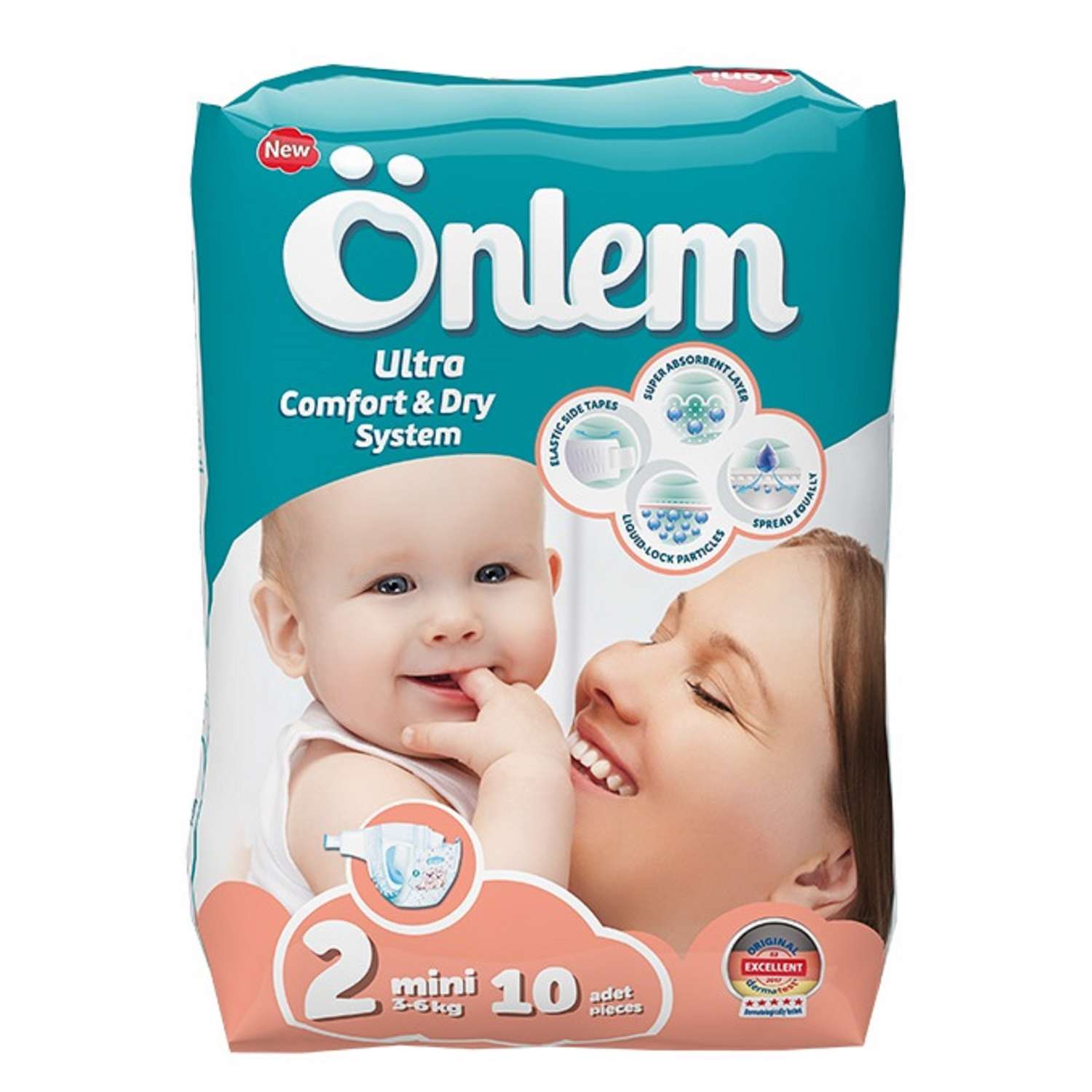 Детские подгузники Onlem Classik 2 (3-6 кг) mini 10 шт в упаковке - фото 1