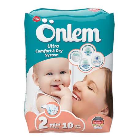Детские подгузники Onlem Classik 2 (3-6 кг) mini 10 шт в упаковке