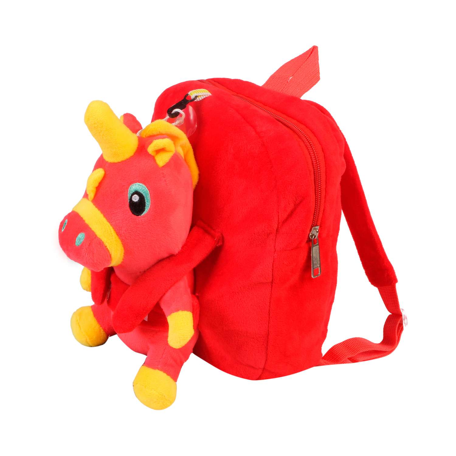 Рюкзак с игрушкой Little Mania красный Дракоша с желтым - фото 2