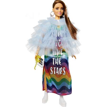 Кукла Barbie Экстра в радужном платье GYJ78